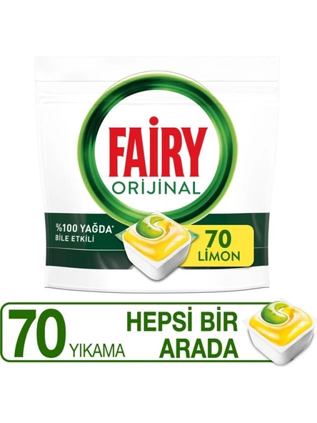Fairy Hepsi Bir Arada Bulaşık Makinesi Deterjanı Tableti / Kapsülü Limon Kokulu 70 Yıkama