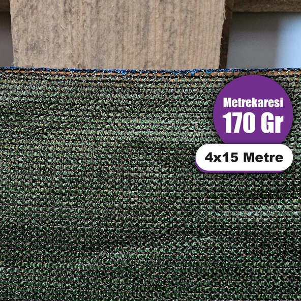 %95 GÖLGELİK FİLE - 4X15 METRE - M² 170 GRAM - AÇIK YEŞİL -  95 LİK KORUMA TÜLÜ GÖLGELEME TÜLÜ GÖLGELİK JÜT BRANDA ÇİT FİLESİ