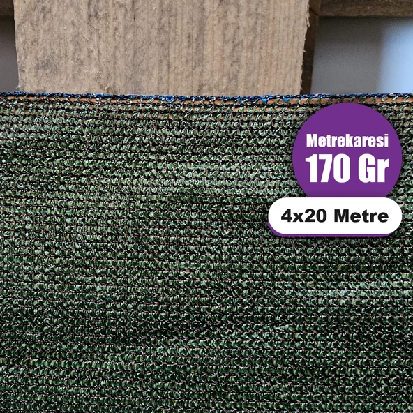 %95 GÖLGELİK FİLE - 4X20 METRE - M² 170 GRAM - AÇIK YEŞİL -  95 LİK KORUMA TÜLÜ GÖLGELEME TÜLÜ GÖLGELİK JÜT BRANDA ÇİT FİLESİ