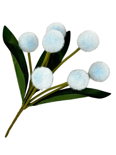 Nettenevime Yapay Çiçek Mavi Pompon Çiçeği Dekoratif Yapay Çiçek 30*20cm - Resim 4