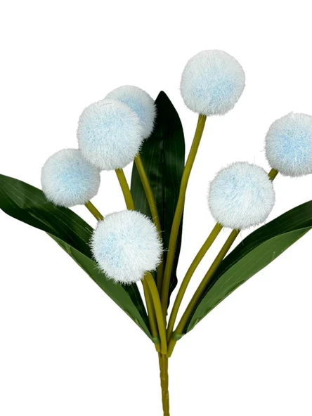 Nettenevime Yapay Çiçek Mavi Pompon Çiçeği Dekoratif Yapay Çiçek 30*20cm - Resim 2