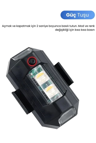 SPRENDA 2 Adet Şarjlı Mini Led Işık/motor Çakar Led/drone Işığı