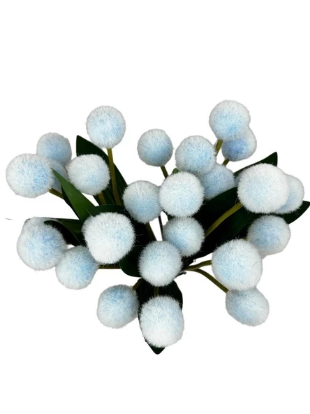 Nettenevime Yapay Çiçek Mavi Pompon Çiçeği Dekoratif Yapay Çiçek 30*20cm - Resim 5