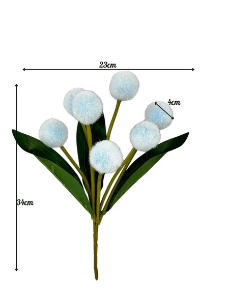 Nettenevime Yapay Çiçek Mavi Pompon Çiçeği Dekoratif Yapay Çiçek 30*20cm - Resim 6