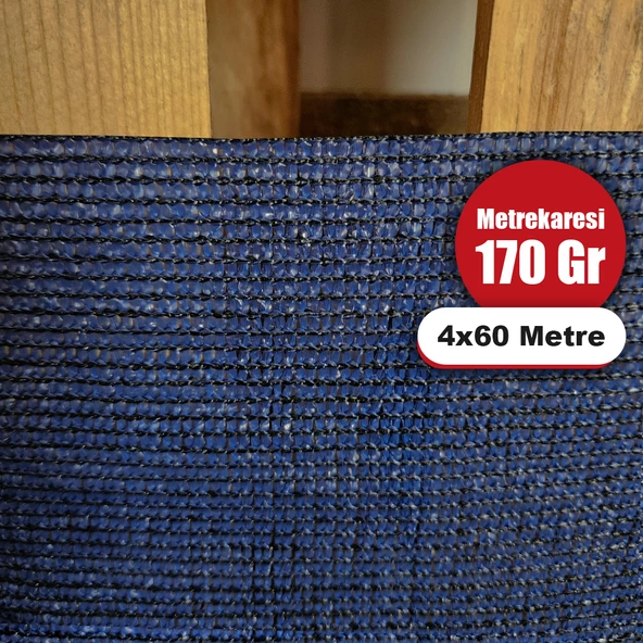 %95 GÖLGELİK FİLE - 4X60 METRE - M² 170 GRAM - MAVİ -  95 LİK KORUMA TÜLÜ GÖLGELEME TÜLÜ GÖLGELİK JÜT BRANDA ÇİT FİLESİ