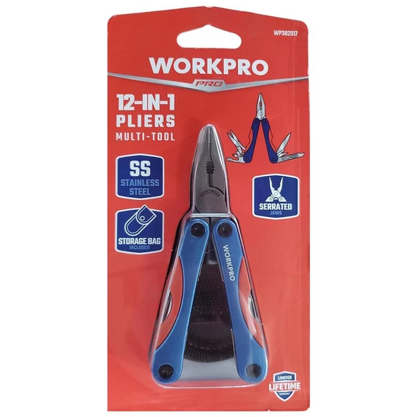 WORKPRO WP382017 12 IN 1 Çok Fonksiyonlu Profesyonel Mini Pense Seti + Taşıma Kılıfı - 7