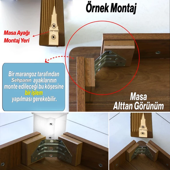 Elit Plastik Sehpa Ayağı 45 cm Mobilya Ayak Zigon Gold Altın Renk Ayak Mutfak Yemek Masası 1 Adet - Resim 5