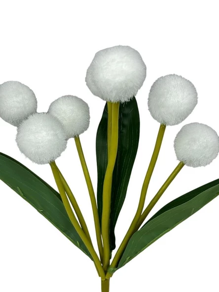 Nettenevime Yapay Çiçek Beyaz Pompon Çiçeği Dekoratif Yapay Çiçek 30*20cm - Resim 3