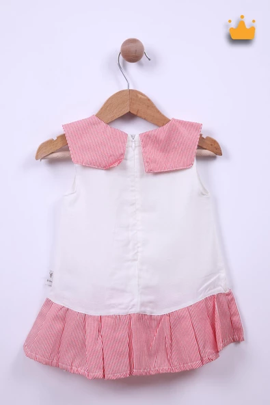 Babyhola Kız Bebek Çocuk Bayramlık Çizgili Yaka Detaylı Elbise 229197 - 5