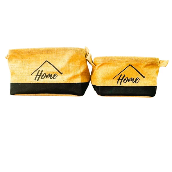 Bitki Tasarımı Home Jüt Hasır Ev Düzenleyici Mutfak Banyo Salon Sepeti Katlanır Sıvı Korumalı İkili Set B-O