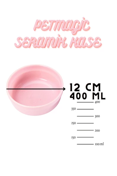Petmagic Seramik Kase Evcil Hayvan Kedi Ve Mini Irk Köpek Mama Kabı Çiftli-pembe - 2
