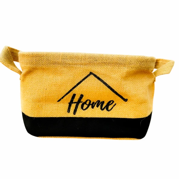 Bitki Tasarımı Sweety Home Jüt Hasır Ev Düzenleyici Mutfak Banyo Salon Sepeti Katlanır Sıvı Korumalı Küçük - 3