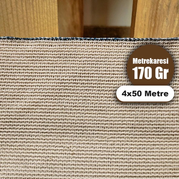 %95 GÖLGELİK FİLE - 4X50 METRE - M² 170 GRAM - KREM -  95 LİK KORUMA TÜLÜ GÖLGELEME TÜLÜ GÖLGELİK JÜT BRANDA ÇİT FİLESİ