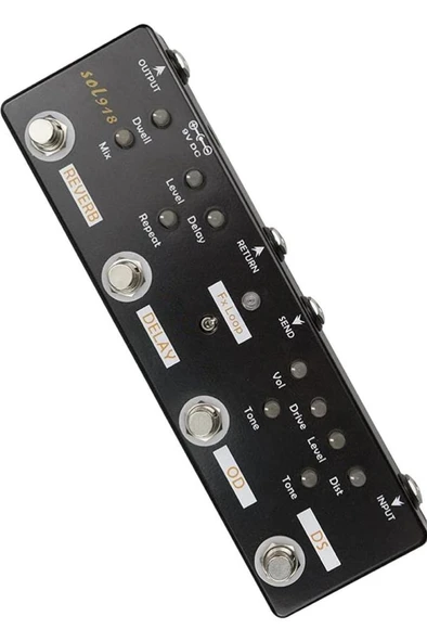 Midex QuadraFX SL-918 Analog Gitar Efekt Pedalı (Reverb, Delay, FX Loop, Overdrive ve Distortion) - Resim 3
