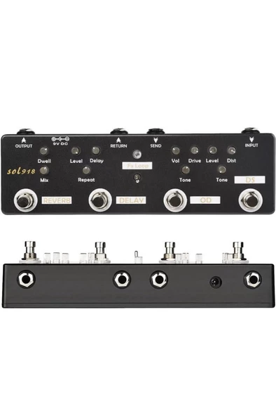 Midex QuadraFX SL-918 Analog Gitar Efekt Pedalı (Reverb, Delay, FX Loop, Overdrive ve Distortion)