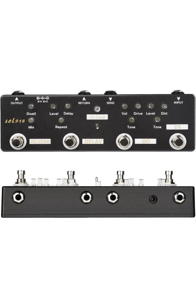 Midex QuadraFX SL-918 Analog Gitar Efekt Pedalı (Reverb, Delay, FX Loop, Overdrive ve Distortion) ürün görseli 1
