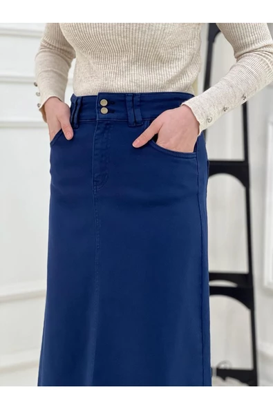 Nakışlı Kontrast Ipli Gabardin Etek - 2