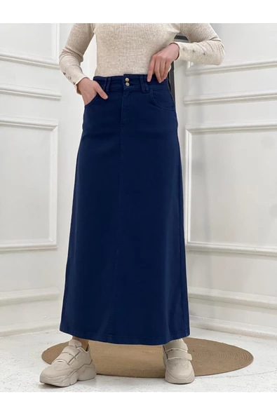 Nakışlı Kontrast Ipli Gabardin Etek - 3