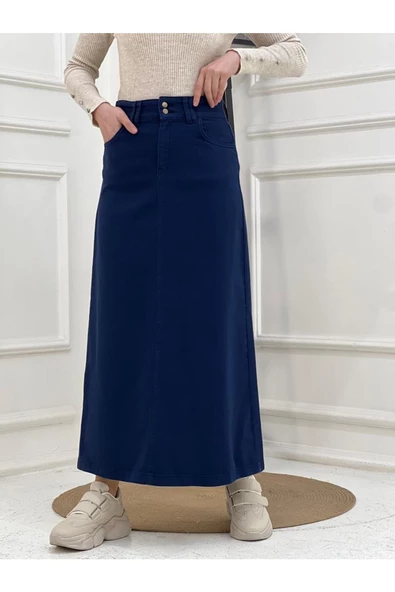 Nakışlı Kontrast Ipli Gabardin Etek - 4