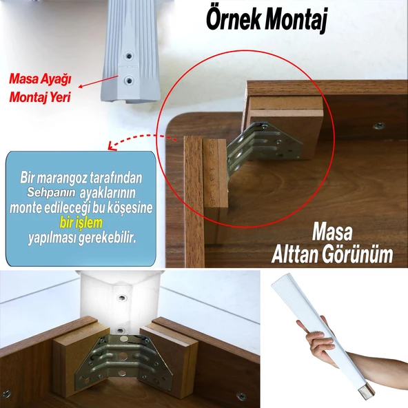 Beyaz Krom Renk Elit Plastik Sehpa Ayağı 45 cm Mobilya Ayak Zigon Ayak Mutfak Yemek Masası 1 Adet - 8