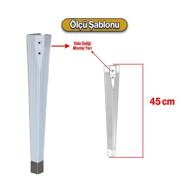 Mobilya Beyaz Krom Renk Plastik Sehpa Ayağı 45 cm Elit Ayak Zigon Ayak Mutfak Yemek Masası 4 Adet - 3