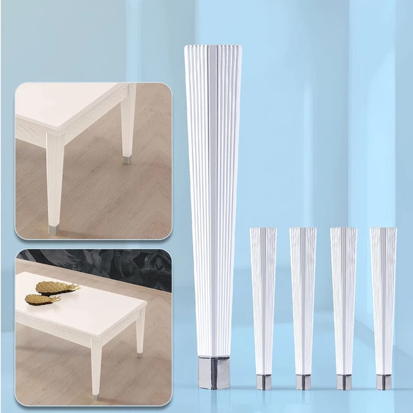 Mobilya Beyaz Krom Renk Plastik Sehpa Ayağı 45 cm Elit Ayak Zigon Ayak Mutfak Yemek Masası 4 Adet - 6