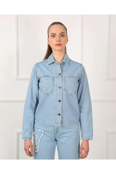 Kelebek Nakışlı Ceket-mavi - 2