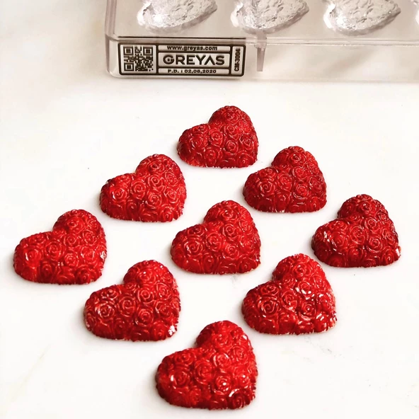 Polikarbon Kalp Pralin Çikolata Kalıbı 12.2 gr | Cm-3004 - Resim 2