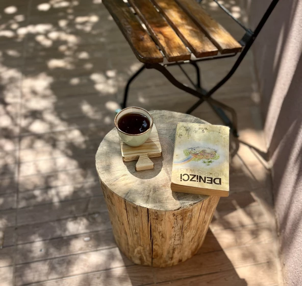 Ahşap Doğal Kütük Yan Sehpa Tabure Komidin Saksılık - 2