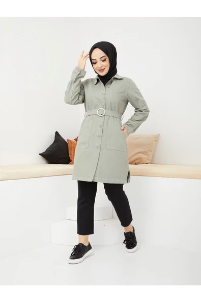 Kemerli Tokalı Ceket - 9