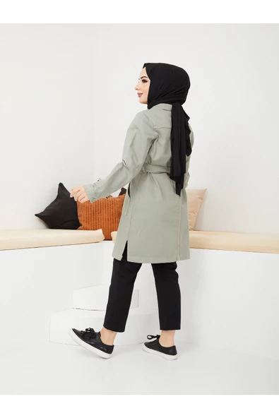 Kemerli Tokalı Ceket - 7