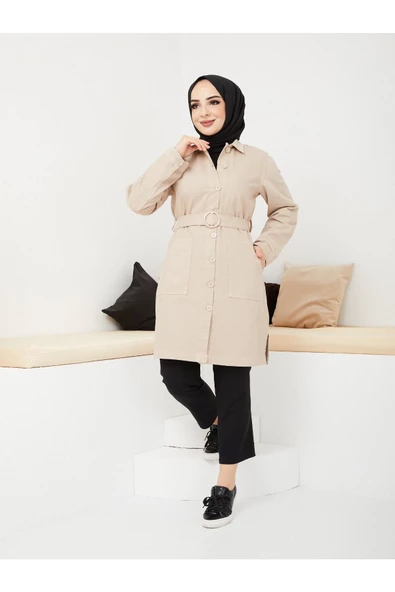 Kemerli Tokalı Ceket - 8