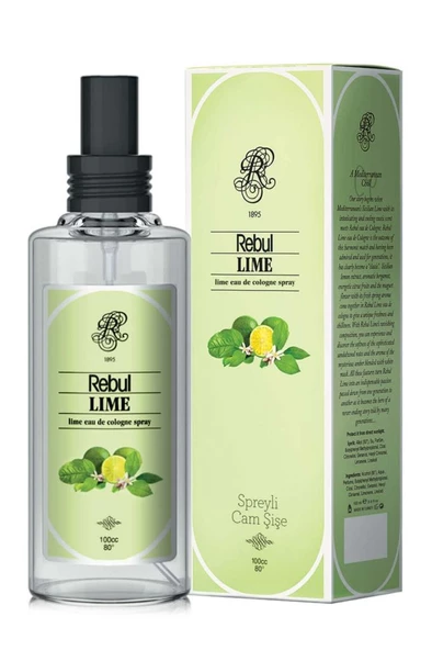 Rebul 100 ml Lime Spreyli Cam Şişe Kolonya