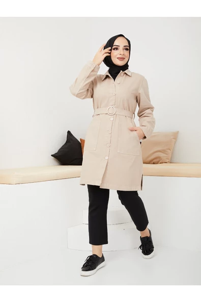 Kemerli Tokalı Ceket - 4