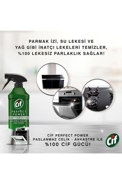 Cif Power Perfect Fırın Ocak Mangal Sprey Temizleyici 435 ml - 2