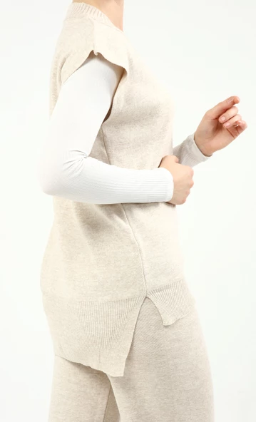 V Yaka Süveter Pantolon Ikili Triko Takım - 9