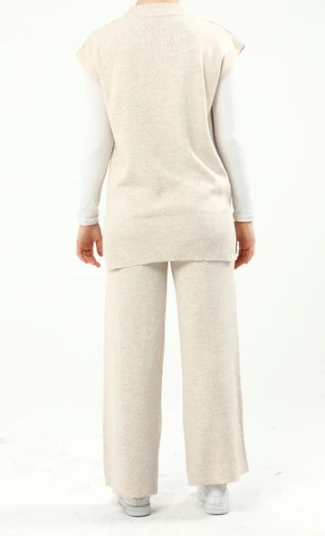 V Yaka Süveter Pantolon Ikili Triko Takım - 8