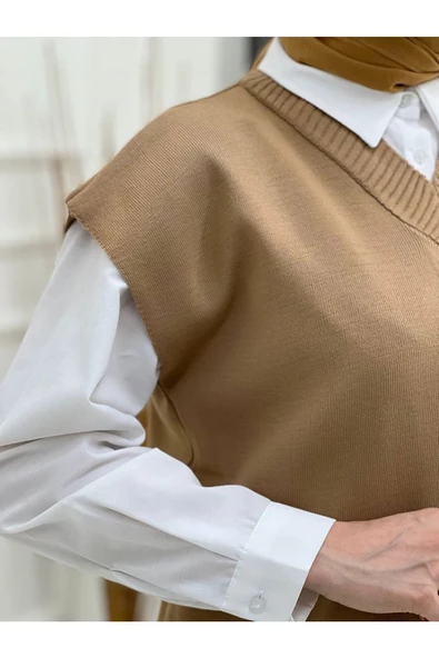 V Yaka Süveter Pantolon Ikili Triko Takım - 10