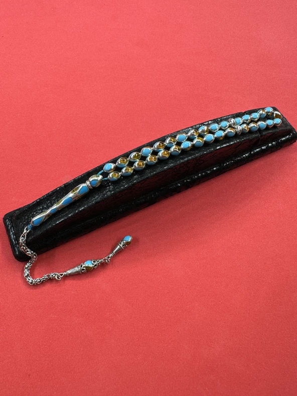 ALBOS MÜCEVHERAT Kehribar İşlemeli Mineli 925 Ayar Mini Boy Gümüş Tesbih