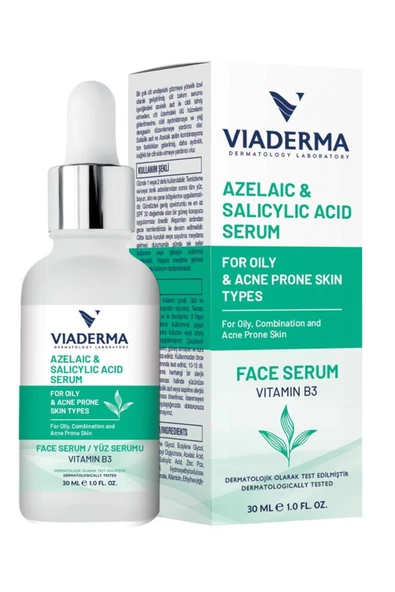 VİADERMA Azelaıc & Salıcylıc Acıd Serum Yağlı Akne Eğilimli Cilt Tipleri için Yüz Serumu 30 ml - 4
