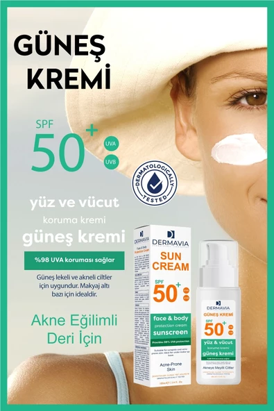 Dermavia Spf 50 Yüz Ve Vücut Güneş Kremi Akneye Meyilli Ciltler 100 Ml - 3