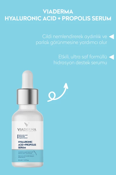 VİADERMA Yoğun Nemlendirici Canlandırıcı Hyalüronik Asit Propolis Serum 30 ml - 3