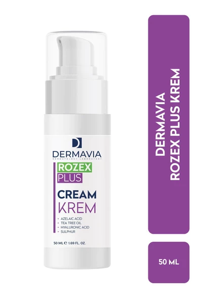 DERMAVİA Rozex Plus Krem 50 ml Çay Ağacı Yağı, Kükürt, Azelaik & Hyaluronic Asit