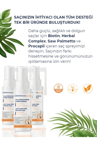 DERMAVİA XS Dökülmesine Karşı Koruma Spreyi 60 ML