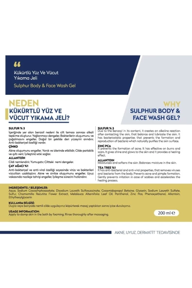 DERMAVİA Kükürtlü Yüz Ve Vücut Yıkama Jeli 200 ml Uyuz, Akne & Egzamaya Karşı Etkili Anti Baktiriyel - 3