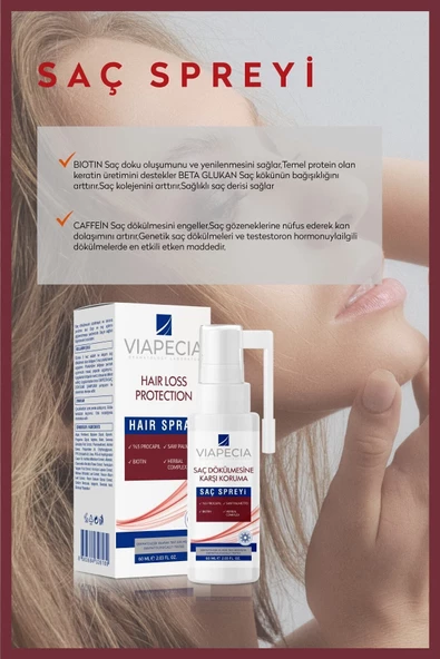 VİAPECİA Saç Dökülmesine Karşı Saç Spreyi 60 Ml Caffein & Biotin & Procopil - 2