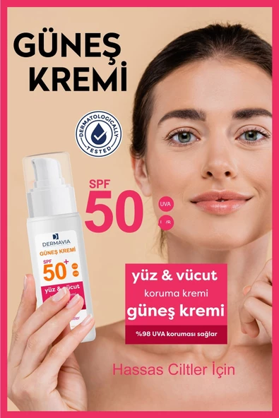DERMAVİA Spf 50 Yüz Ve Vücut Koruma Güneş Kremi Hassas Ciltler 100 ml - 3