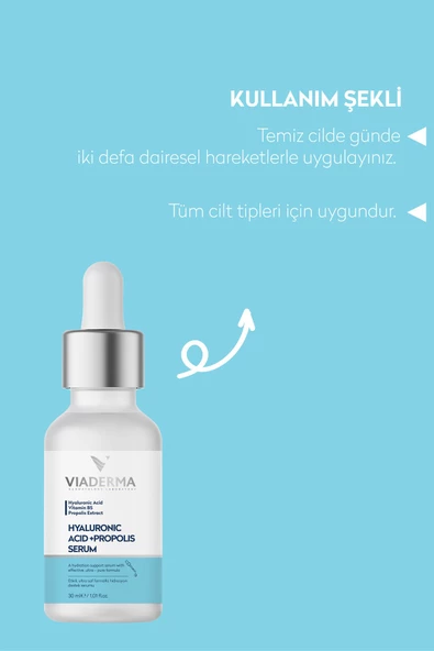 VİADERMA Yoğun Nemlendirici Canlandırıcı Hyalüronik Asit Propolis Serum 30 ml - 5