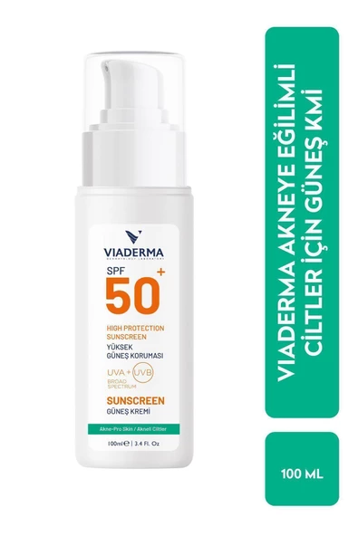 VİADERMA Akne Karşıtı SPF 50 Yüz Ve Vücut Güneş Kremi Akneye Meyilli & Karma Ciltler - Bisabolol