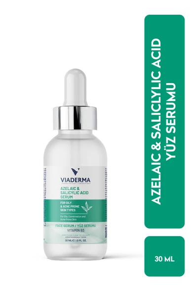 VİADERMA Azelaıc & Salıcylıc Acıd Serum Yağlı Akne Eğilimli Cilt Tipleri için Yüz Serumu 30 ml